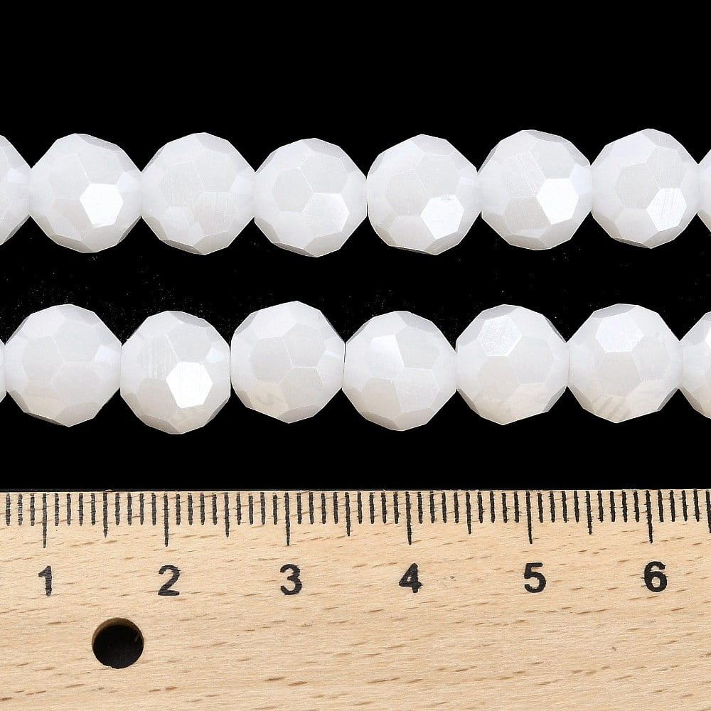 Electroplate Glass Beads Strands Faceted(32 Facets) Pearl Luster Plated Round WhiteSmoke 10mm Hole: 1.2mm about 65~69pcs/strand 23.03~24.49 inch(58.5~62.2cm)