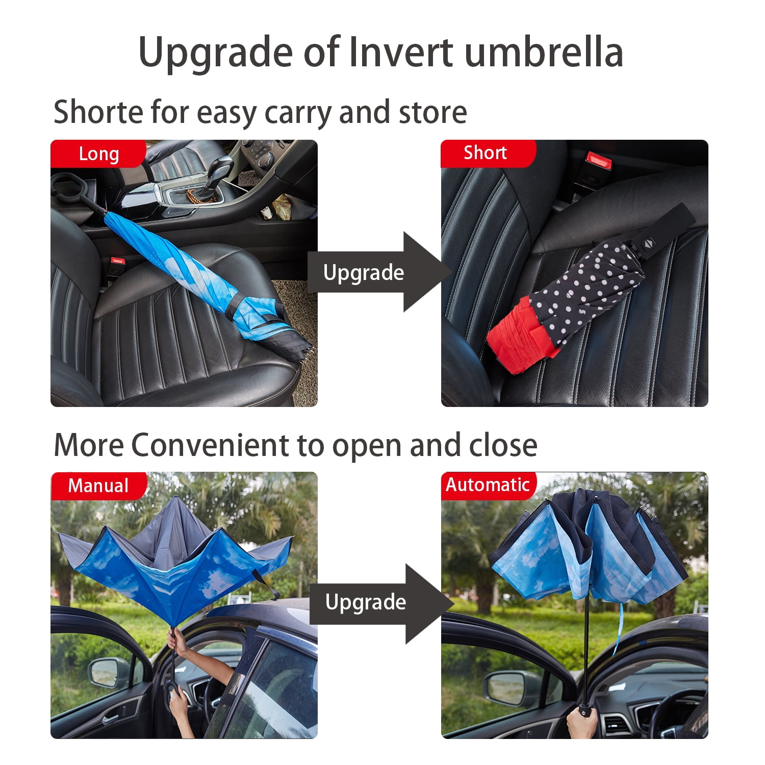Inverted Umbrella Double Layer Automatic Folding Reserve Umbrella Windproof UV Protection for Rain Car Travel Outdoor Men Women, Purple Follower