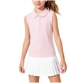 thumbnail image 2 of Odeerbi Niñas Golf Tank Tops Color Sólido Botón de Solapa Sin Mangas Uniforme Escolar Con Bolsillo, 2 of 9
