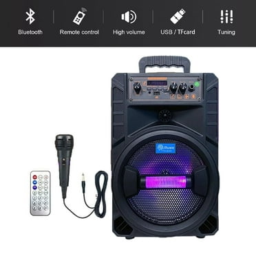 MYJTOPUS 8 Inch Portable Bluetooth Sound System, Speaker Sub Woofer Heavy Bass Sound System with Mic & Battery & Remote control, Black