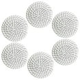 thumbnail image 1 of Manteles individuales resistentes a las manchas Inteprter 6 uds antideslizantes lavable cojín hecho a mano aislamiento trenza posavasos vajilla Mostrada Raya blanca gris, 1 of 6