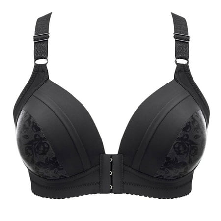 Yyeselk Push Up Bras for Women Front Closure Wirefree Anti Sagging Bra Comfort No Underwire Seamless Everyday Breathable Bra Black XL