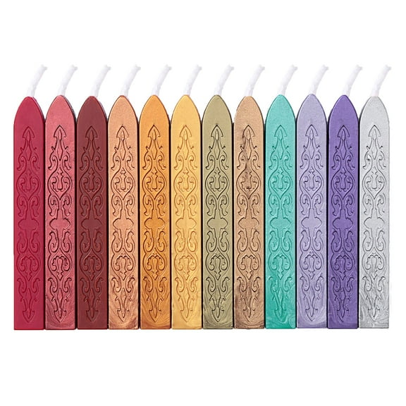12 Pack Sealing Wax Sticks with Wicks for Letters, Wedding Invitations, Envelopes, Gift Wrapping, Vintage Decor, Multicolor