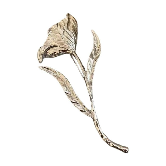 Broche grande de metal con forma de flor, estilo ramillete, decorativo, exagerado, para mujeres y hombres. plata