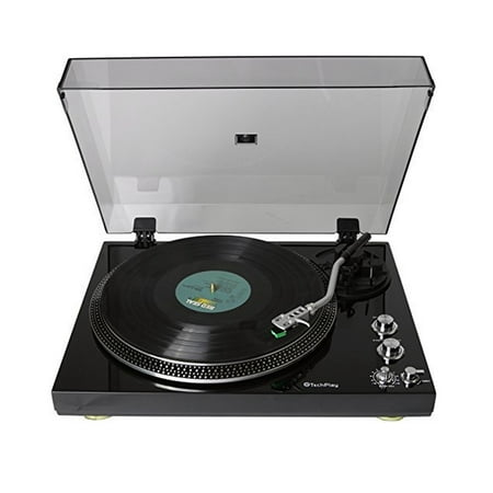 TechPlay Analog Turntable with Built-in Phono Pre-amplifier, By-Pass selecter, Auto-Return, Aluminum Platter and direct PC