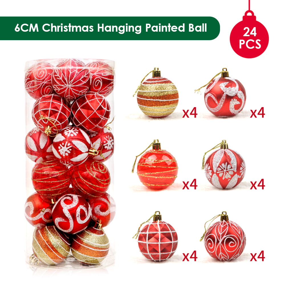 24 Pcs 6CM Christmas Balls Ornaments Hanging Christmas Home Decorations for Home 
