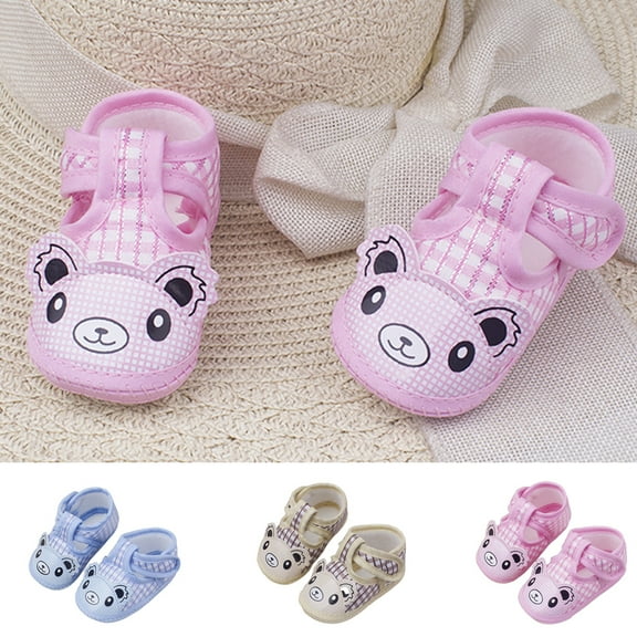 SPRING PARK Newborn Baby Cartoon Bear Anti-Slip Shoes Toddler Kids Soft Sole Single Shoe