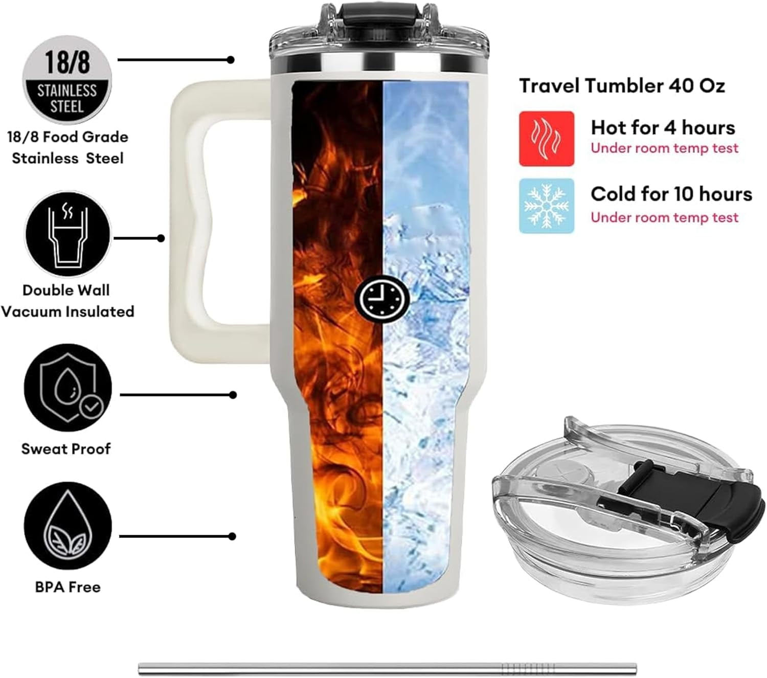 Personalized Horse Tumbler 40oz with Handle and Straw Custom Name Wooden Drawings Vacuum Tumblers Stainless Steel Travel Mug Equestrian Gifts Birthday Christmas for Men Women Animal Lover