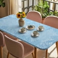 thumbnail image 3 of Blue Leaves Table Cloths for 4 Foot Rectangle Tables, Summer Botanical Pastoral Patio Waterproof Elastic Fitted Tablecloths, Washable Rectangular Table Cover for Camping, 3 of 8