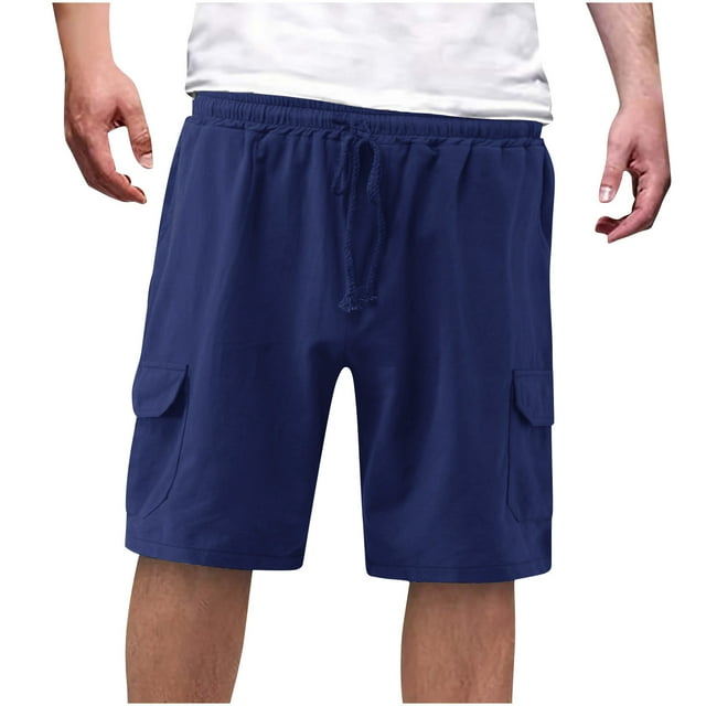 Dagugfen Cargo Shorts for Men Elastic Waist Drawstring Loose Outdoor Running Sports Shorts with Pockets