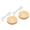 thumbnail image 1 of Unique Bargains 4 Inch Wooden LED Light Base, 2pcs Wood Display Base Stand w Dimmer for Crystal Glass, 3 Color White Light, 5V DC, 1 of 8