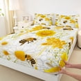 thumbnail image 4 of Erosebridal Cute Bee Animals Queen Sheet Sets,Yellow Sunflower Rustic Plant Bed Set For Girls Women 4-Piece, 4 of 6