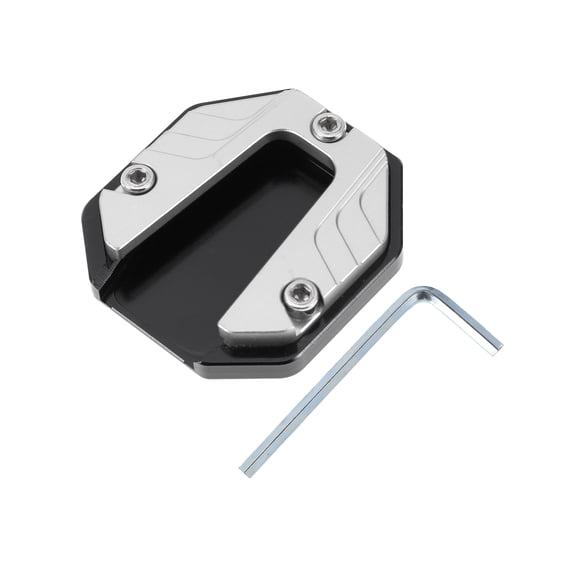 Unique Bargains Motorcycle Kickstand Pad Motorcycle Kick Stand with Wrench Aluminum Alloy Silver Tone 1 Set
