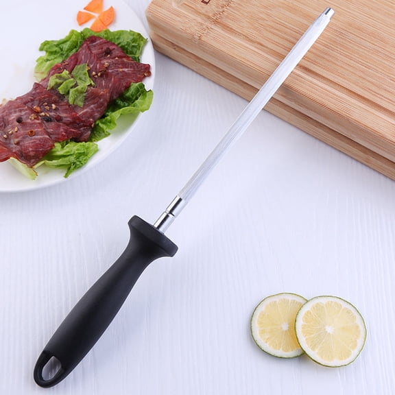PAMINGONO 1Set Honing Tool for Home Kitchen and Restaurant Use with Carbon Steel and Rubber Handle Silver