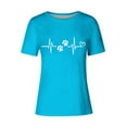 thumbnail image 4 of Lilgiuy National Pet Day Womens Dog Paw Love Heart Print Tops Casual Solid Color Short Sleeve Dog Mom Graphic Tees Tops Crewneck Shirts Festival Gifts(Sky Blue,XL), 4 of 4