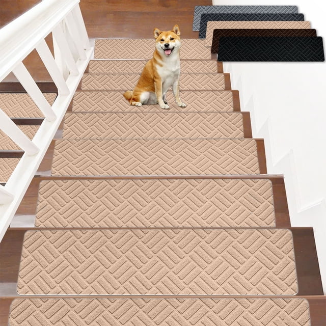 Peldaños de escalera antideslizantes Alfombrillas de escalera de alfombra de 8x30 pulgadas | Alfombras antideslizantes para interiores | Autoadhesivo reutilizable | Antideslizante | Fácil de limpiar