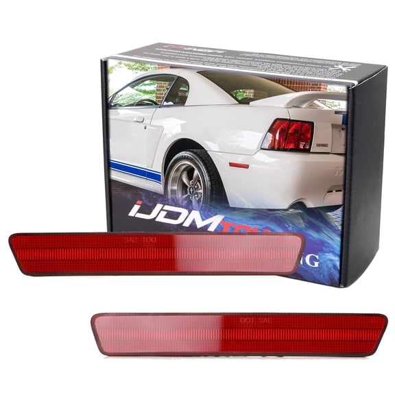 OE-Spec Red Lens Rear Bumper Side Marker Assemblies For 1999-2004 Ford Mustang w/Optional LED Light