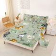 thumbnail image 2 of Castle Fairy Kawaii Animal Giraffe Monkey Zebra Queen Sheets 4 Pieces,Cute Tropical Palm Leaf Queen Sheet Sets,Sage Green,1 Fitted Sheet, 1 Flat Sheet and 2 Pillowcases, 2 of 6