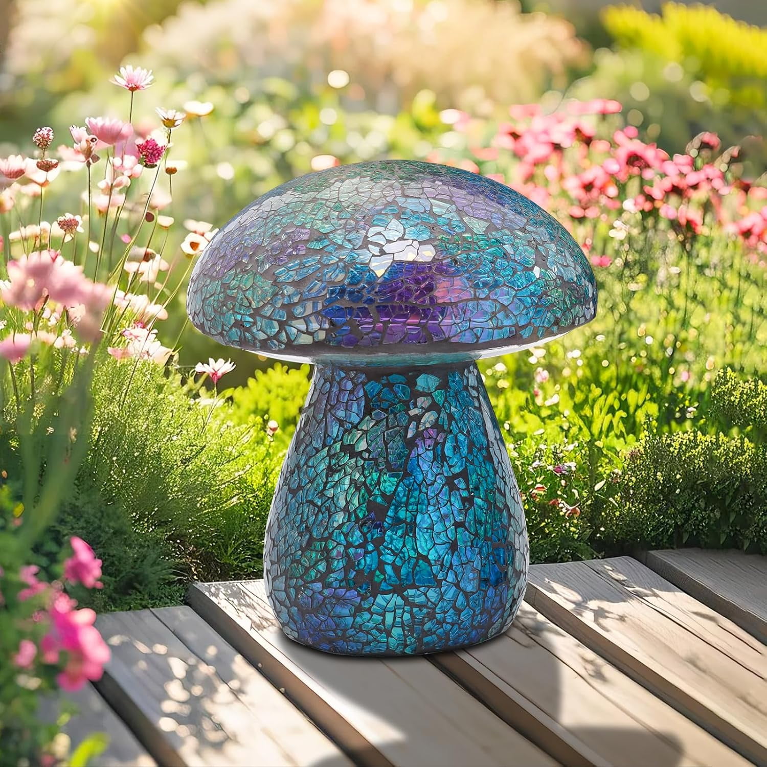 Outdoo Statue Exquisite Mosaic Mushroom Garden Statue,Outdoor Decor Hand - Crafted Colorful Glass Ornament for Indoor,Outdoor Patio, Yard & Landscape