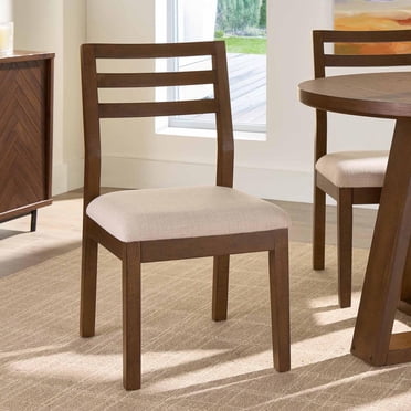 Better Homes & Gardens Ezra Dining Chair 2 Pack, Walnut and Cream Fabric Color