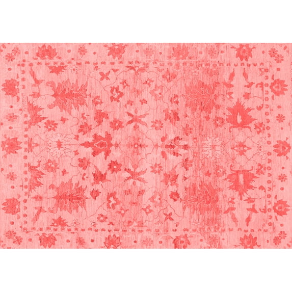 Ahgly Company Machine Washable Indoor Rectangle Oriental Red Traditional Area Rugs, 7' x 9'