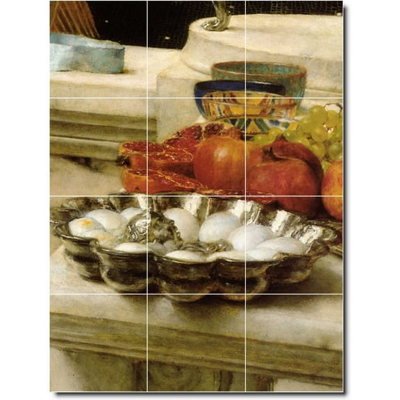 Ceramic Tile Mural-Lawrence Alma-Tadema Still Life Shower Tile Mural 1. 36" w x 48" h using (12) 12 x 12 ceramic tiles