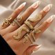 thumbnail image 5 of Anillo con estampado de serpiente para hombre, estilo punk, animal con forma de serpiente, juego de anillos retro exagerado de 4 piezas, 5 of 5