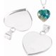 thumbnail image 1 of 2 colgantes de cabujón de plata de ley 925 con forma de corazón, engastes en blanco, bandejas para colgantes, cabujones, bandejas para bisel., 1 of 5
