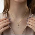 thumbnail image 4 of QVVWOPQ Diamond Cross Necklace, 14k Gold-Plated September Birthstone Jewelry, 4 of 6