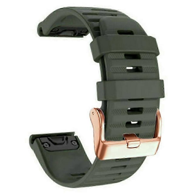 Watch Bands For Garmin Fenix 7s / 6s Pro / 5s Plus / Instinct 2s , Horizontal Stripes Silicone 20mm Strap With Rose Gold Buckle