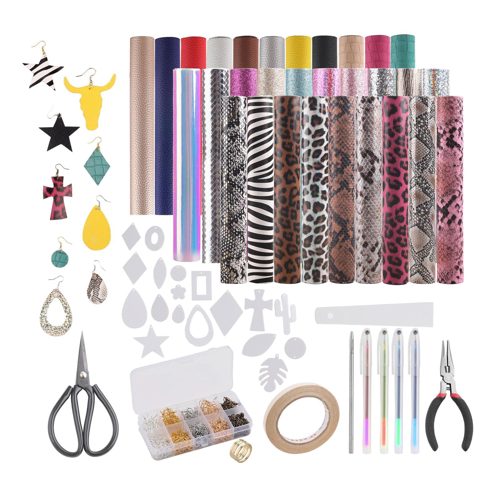 Contain Pre Cut Double Details about    101 Pcs Faux Leather Earrings Making Kit for Beginner 