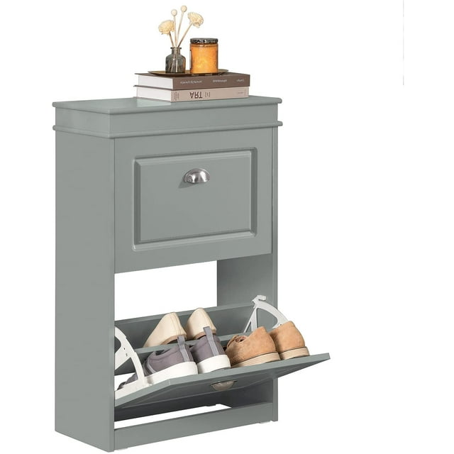 SoBuy FSR78-HG,2 Drawers Shoe Cabinet Shoe Rack Storage Cupboard Organizer Unit,Grey