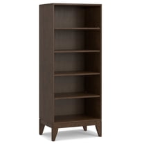 Harper 66 inch x 24 inch Solid Wood Mid Century Modern 5 Shelf Bookcase in Walnut Brown