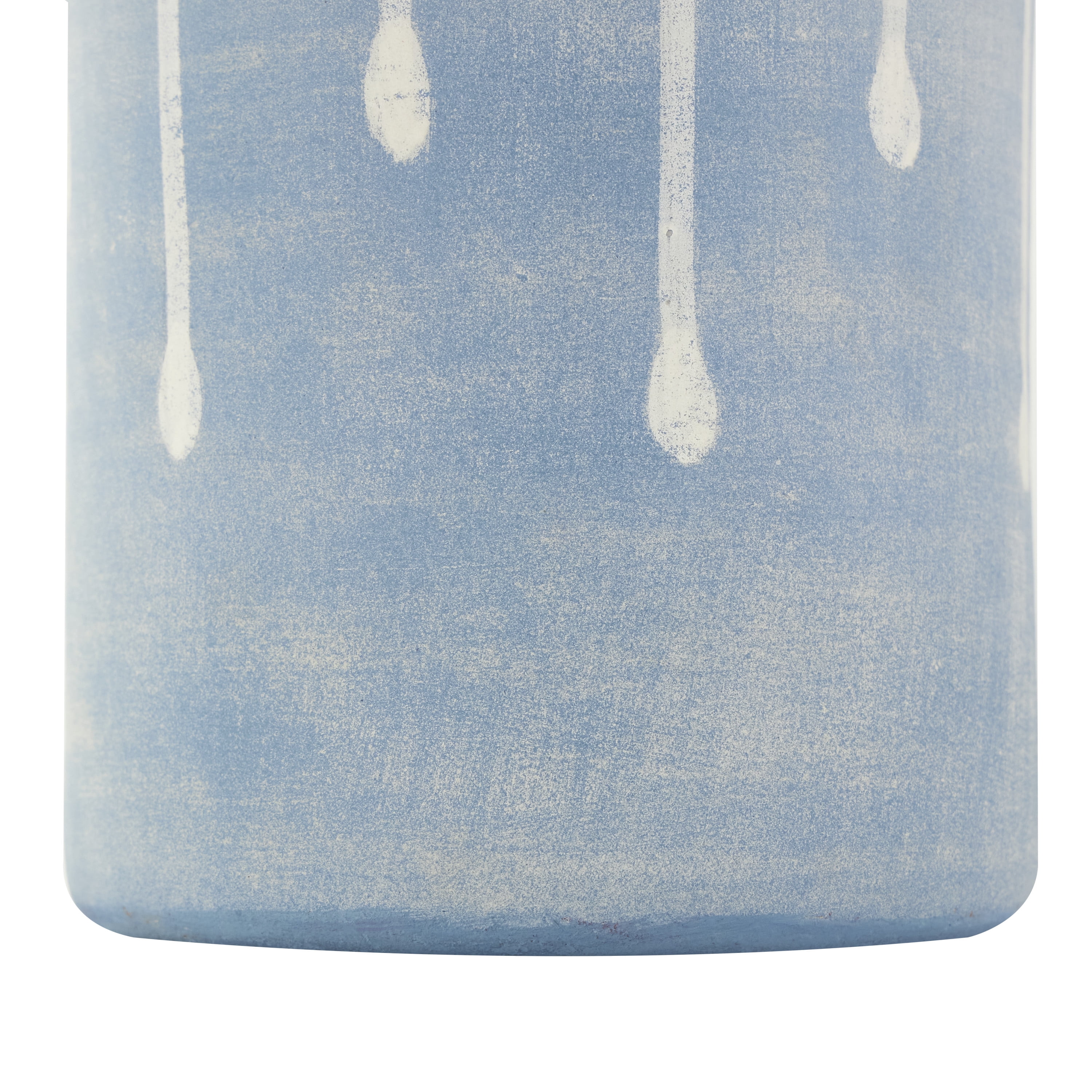 DecMode 15" Abstract Ombre Drip Blue Ceramic Vase with Gray and White Accents