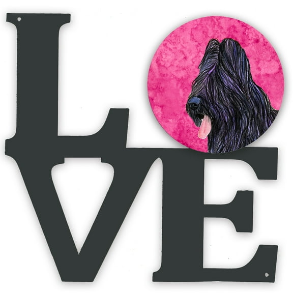 Pink Briard Metal Wall Artwork LOVE