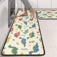 thumbnail image 2 of Dinosaur and Flower Beige Pattern Anti Fatigue Kitchen Rugs Set Of 2, Non Slip Washable Decorative Floor Mats for Sink Laundry and Home Use, 17"x47", 2 of 5