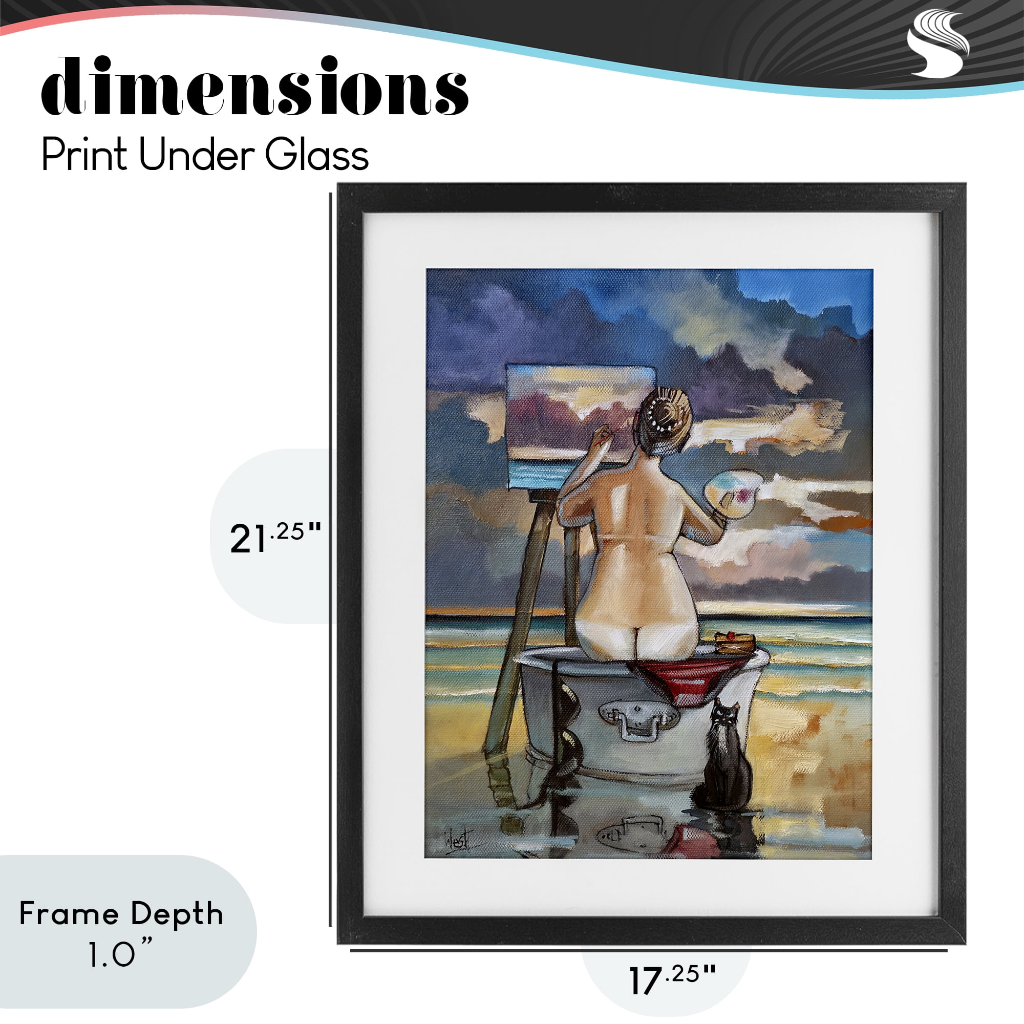 Stupell Industries Painting Up A Storm Black Framed Print Under Glass, design by Ronald West