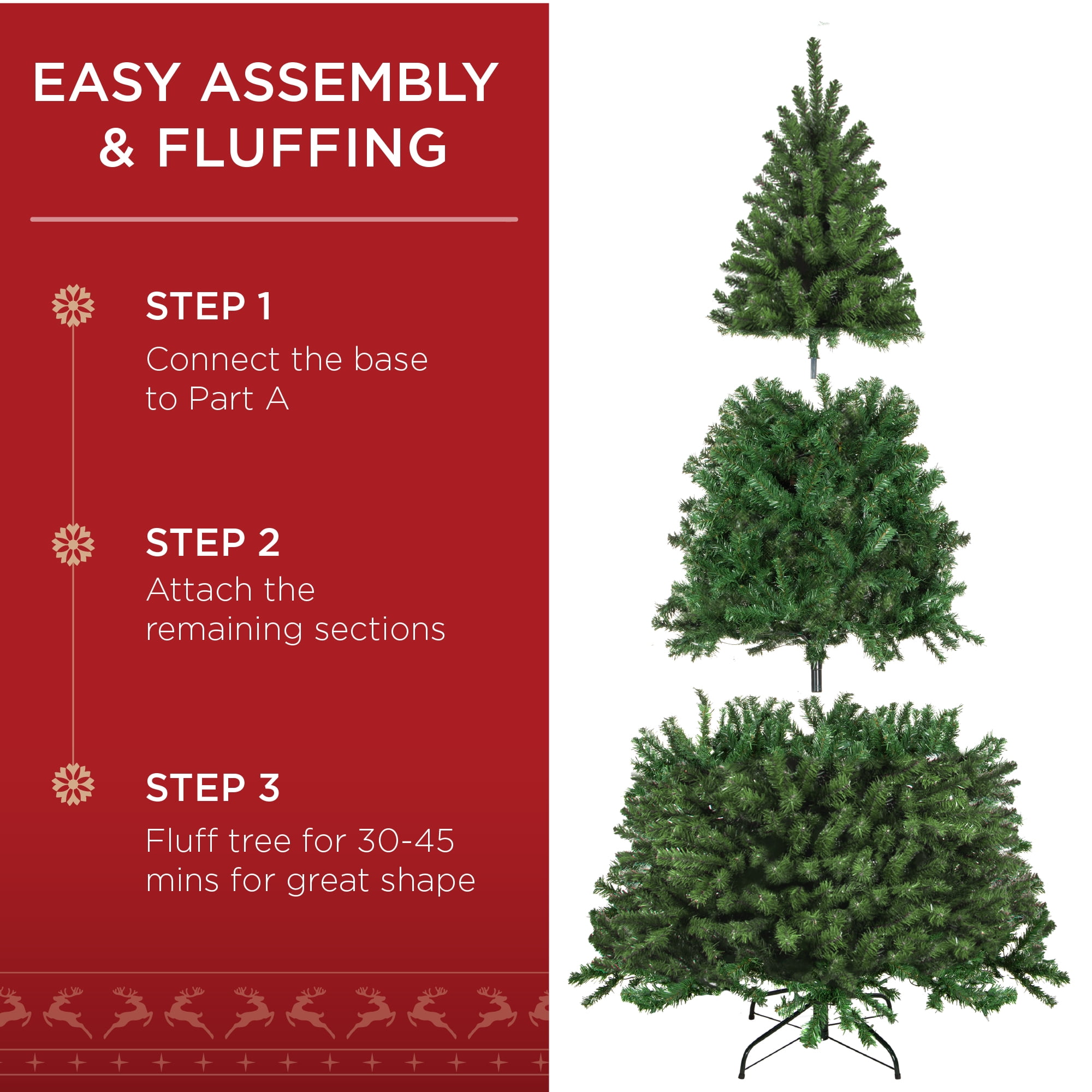 Best Choice Products 7.5ft Premium Spruce Artificial Christmas Tree w/ Easy Assembly, Metal Hinges & Foldable Base