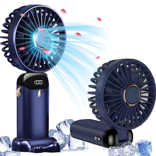 Ventilador de mano portátil Ventilador de mano 5 velocidades USB recargable Ventilador de escritorio de bolsillo personal con pantalla LED