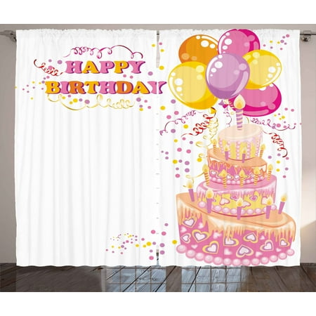 Birthday Decorations For Kids Curtains 2 Panels Set Girl Themed