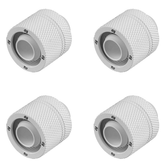 Bitspower G1/4" to 3/8" ID, OD 5/8" OD Compression Fitting for Soft Tubing, CC3 Ultimate, Deluxe White, 4-pack