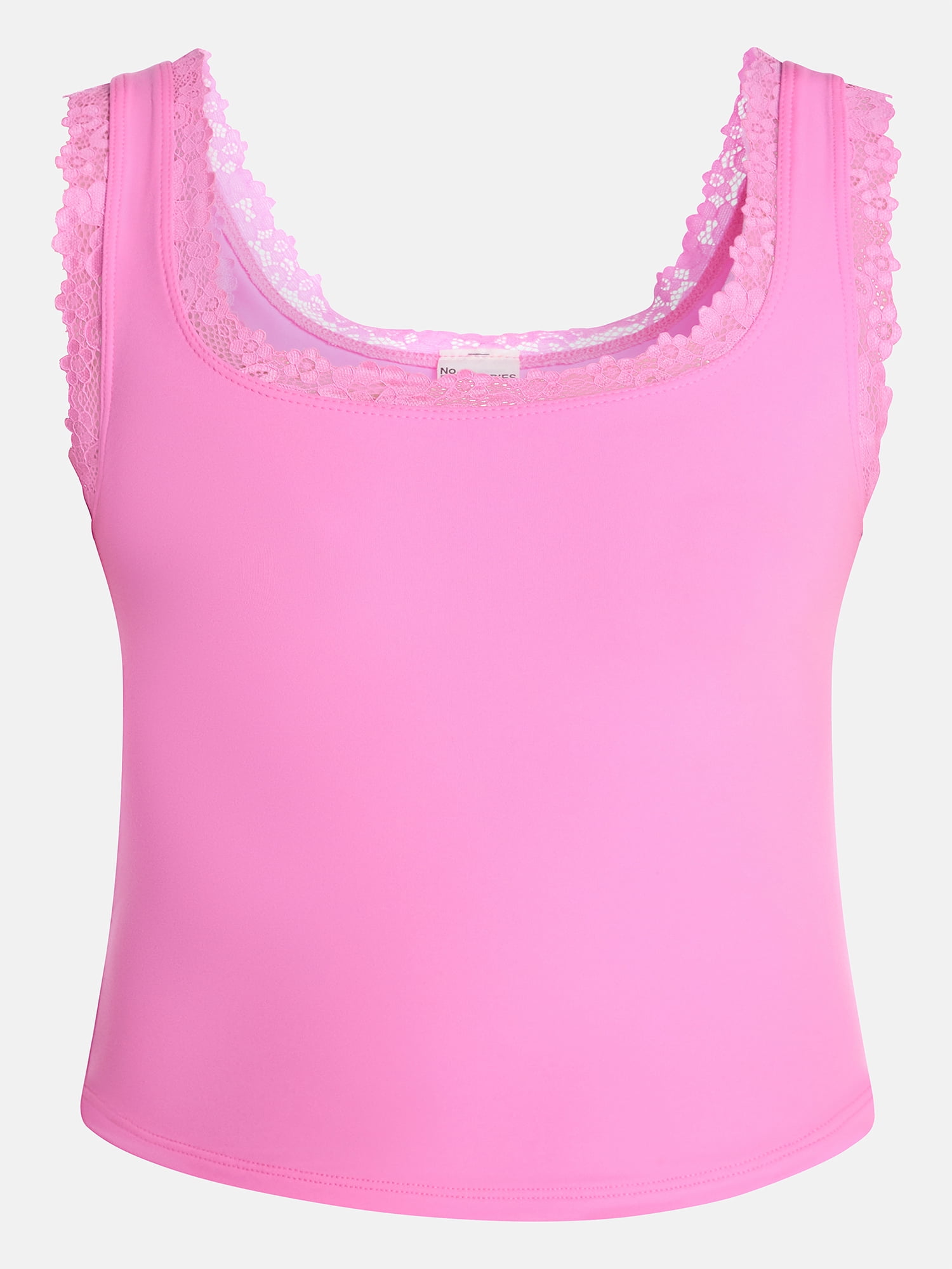 No Boundaries Fit Stretch Lace Trim Tank Top, Women's XS-XXXL