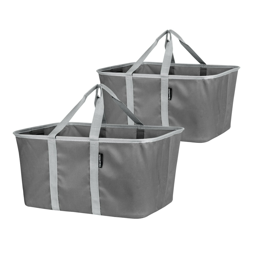 CleverMade Large Rectangular Space Saving Collapsible Laundry Bag, Gray
