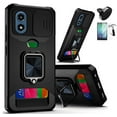 thumbnail image 6 of Phone Case for Motorola Moto G Play 2024 XT2413V with Screen Protector, Car Mount, Card slot, Camera Lines Cover (3in1 Case Black +Tempered Glass +Car Mount), 6 of 6