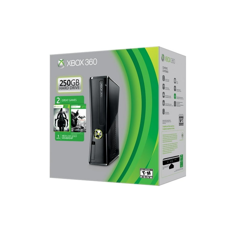Restored Used MICROSOFT XBOX 360 SLIM 250GB WIFI GAME CONSOLE BUNDLE BLACK  R9G-00198 [Refurbished]