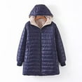 thumbnail image 5 of Winter Down Coat Thickened Padded Plush Hood Mid Length Full Zipper Windproof Long Sleeves Pockets Warm Daily Wear Outwear Cotton Jacket, 5 of 8