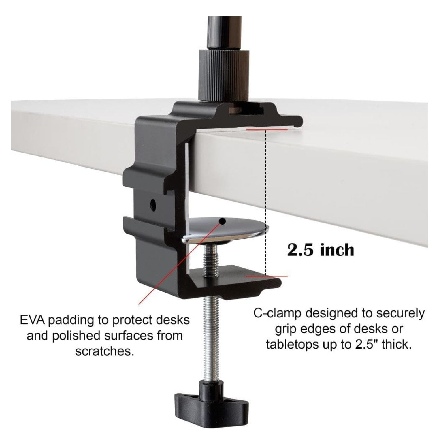 Microphone Arm Stand Long 20'' Sturdy Gooseneck Mic Stand Adjustable Microphone Arm Stand with Clamp - Flexible Mike Stand Podium Compact Mic Arm for Desk Traveling (Black)