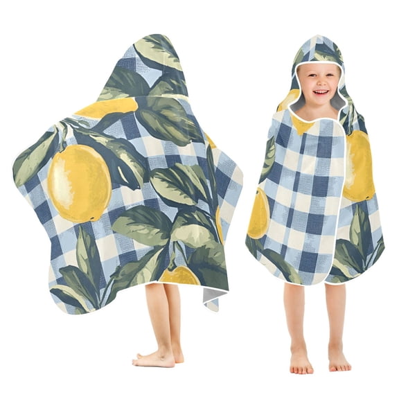 Yayeee Kids Hooded Towels Toddler Soft Absorbent Beach Bathing Wrap 50" x 23.5", Retro Beige Lemon