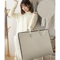 thumbnail image 6 of Breathable Canvas Cotton Soft Storage Bags with 3-side Zip Handles, Bedding, Sweaters, Clothes Organizer in Wardrobe, Beige, 2pcs, 6 of 6