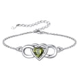 thumbnail image 1 of Silvora Mujer Corazón Infinito Pulsera Peridoto sintético Piedra natal Pulsera de plata esterlina Regalo de cumpleaños para madre e hija - agosto, 1 of 8